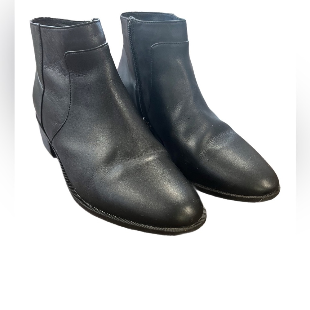 Women’s Black Leather Ankle Boots, water resistant.